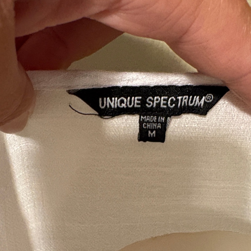 Unique Spectrum White Button-Up Women's Top - Picture 2 of 7
